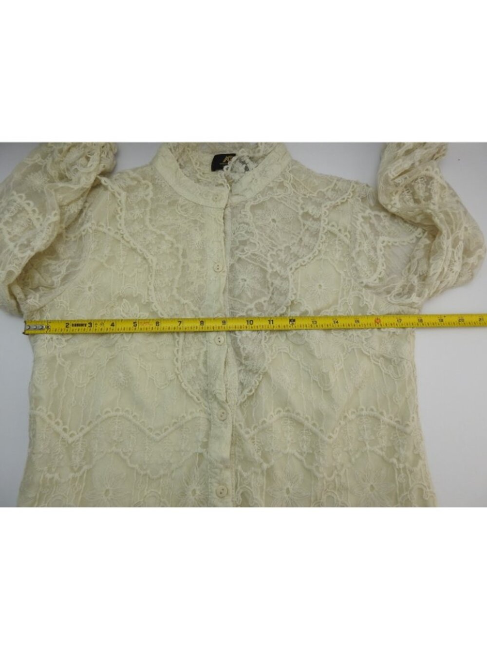 Angelic Chic Collection Lace Blouse Womens Large 36 Ivory Victorian Boho Top - Picture 7 of 15